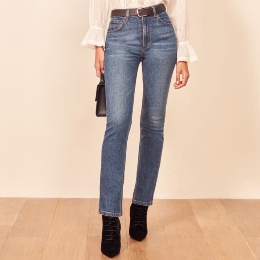 Reformation Liza High Straight Jeans Laguna Wash SZ 26